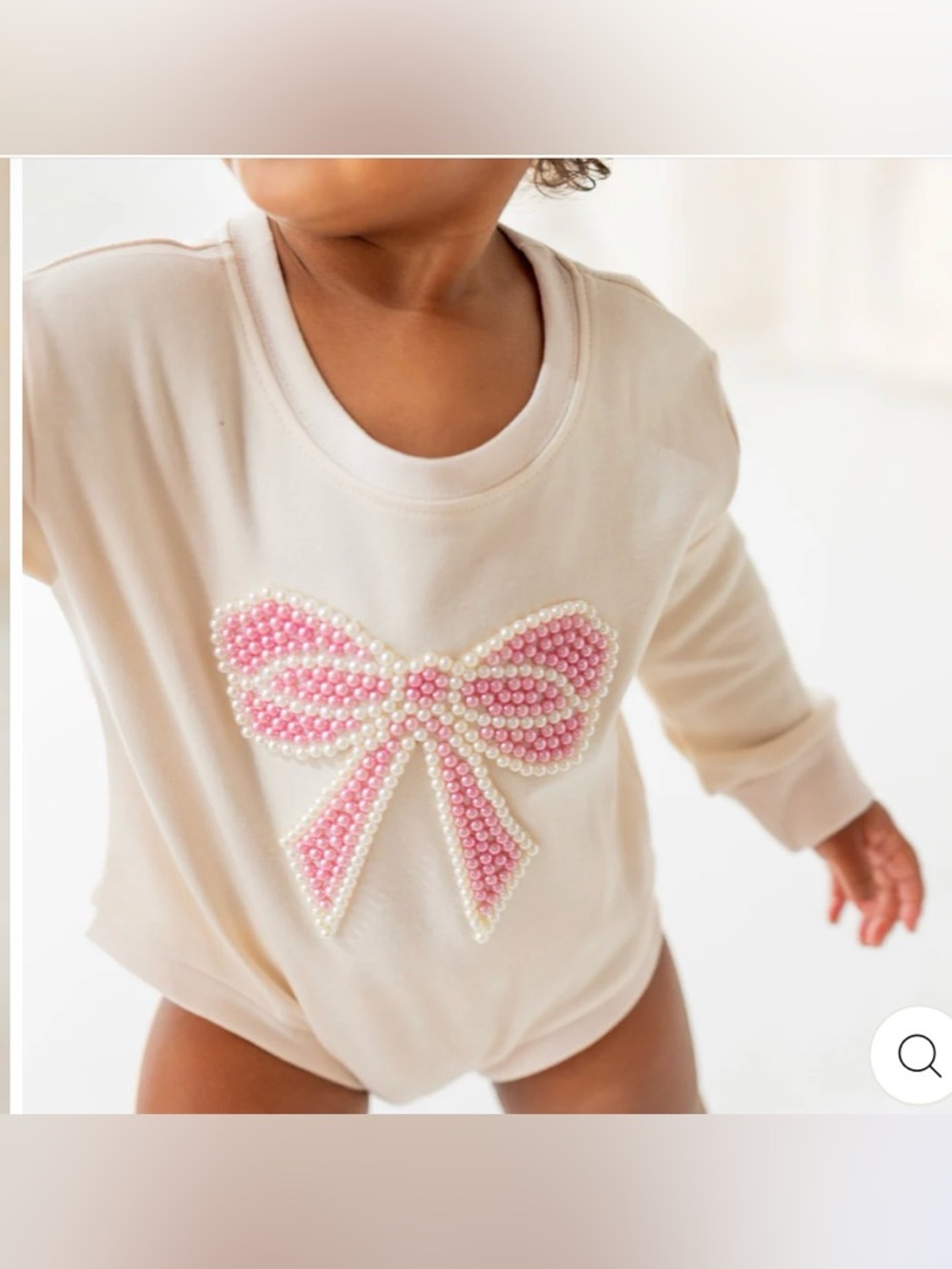 PEARL BOW PATCH LONG SLEEVE ROMPER
